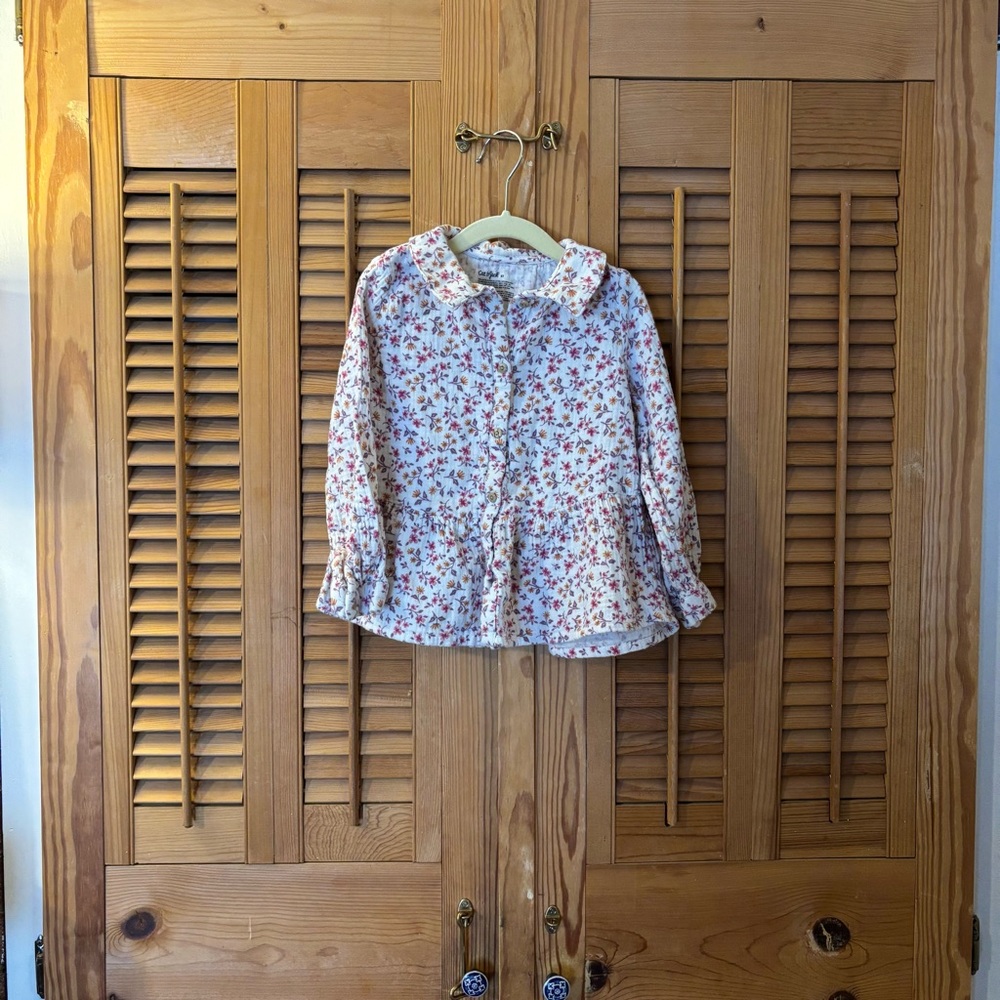 Cat & Jack Floral Blouse - Cream and Red